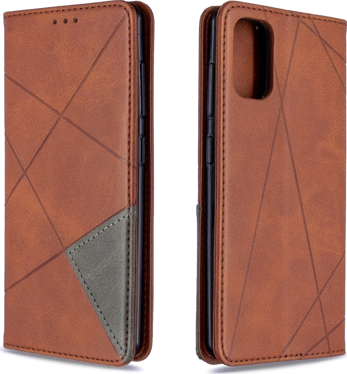 Mobigear Telefoonhoesje geschikt voor Samsung Galaxy A41 Hoesje | Mobigear Rhombus Slim Bookcase | Pasjeshouder voor 2 Pasjes | Telefoonhoesje voor Pinpas / OV Kaart / Rijbewijs - Bruin