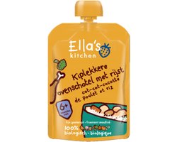 Ella's Kitchen - Biologisch Maaltijdzakje 6+m Kiplekkere Ovenschotel Rijst - 6 x 130 gr - Voordeelverpakking
