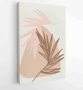 Botanical wall art vector set. Earth tone boho foliage line art drawing with abstract shape 2 - Moderne schilderijen – Vertical – 1888031902 - 80*60 Vertical