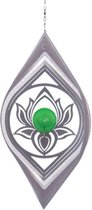 BlinQ Art Windspinner Lotus Bloem RVS - 251x177mm - Glaskogel 35mm groen