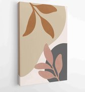 Earth tone natural colors foliage line art boho plants drawing with abstract shape 3 - Moderne schilderijen – Vertical – 1912771885 - 50*40 Vertical