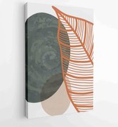 Botanical wall art vector background set. Foliage line art drawing with watercolor 4 - Moderne schilderijen – Vertical – 1904693074 - 50*40 Vertical