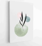 Botanical wall art vector set. Earth tone boho foliage line art drawing with abstract shape. 3 - Moderne schilderijen – Vertical – 1870947427 - 40-30 Vertical