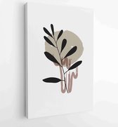 Botanical wall art vector set. Earth tone boho foliage line art drawing with abstract shape. 2 - Moderne schilderijen – Vertical – 1881390313 - 40-30 Vertical