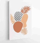 Botanical wall art vector set. Earth tone boho foliage line art drawing with abstract shape 1 - Moderne schilderijen – Vertical – 1887340201 - 40-30 Vertical