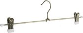 De Kledinghanger Gigant - 40 x Rok / broekhanger metaal verchroomd met anti-slip (wit) knijpers, 35 cm