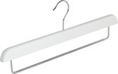 De Kledinghanger Gigant - 15 x Broekhanger beukenhout wit gelakt met anti-slip broeklat, 40 cm