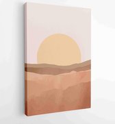 Mountain wall art vector set. Earth tones landscapes backgrounds set with moon and sun. 3 - Moderne schilderijen – Vertical – 1870239400 - 80*60 Vertical