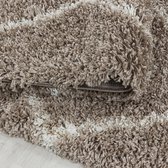 Extra hoogpolig shaggy vloerkleed Alvor - rond - beige - 200x200 cm