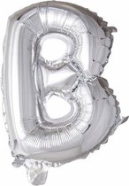 Letterballon B zilver 16 inch, kindercrea