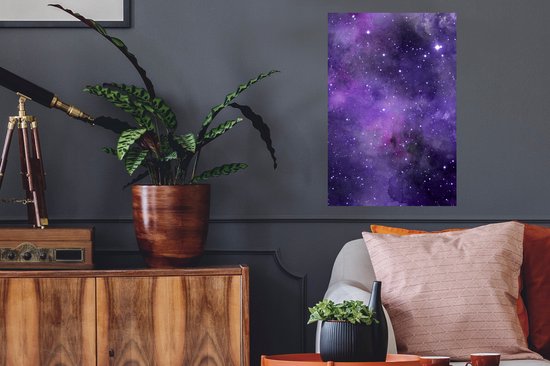 Stickers muraux - Aquarelle - Etoiles - Violet - 40x60 cm - Feuille adhésive