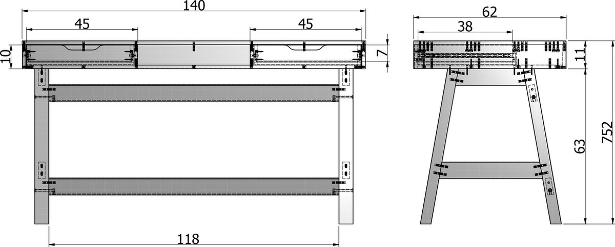 WOOOD WOOOD Nikki Bureau Wit 75x140 - afbeelding 2