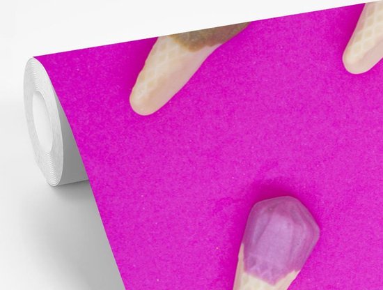 Papier peint Papier peint photo en vinyle - Glaces sur fond rose vif largeur 330 cm x hauteur 220 cm - Tirage photo sur papier peint (disponible en 7 tailles)