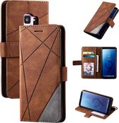 Voor Samsung Galaxy S9 Skin Feel Splicing Horizontale flip lederen tas met houder & kaartsleuven & portemonnee & fotolijst (bruin)