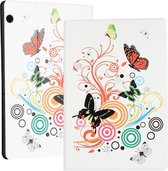 Voor Huawei T5 10.1 Inch geverfd patroon Links en rechts Open beugel lederen tas (vlinder)