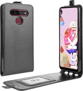 Voor LG K41S / K51S R64 textuur enkele verticale flip lederen beschermhoes met kaartsleuven en fotolijst (zwart)