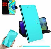 Voor Xiaomi Redmi Note 9 Pro Lmitated Mirror Surface Horizontal Flip Leather Case met houder & kaartsleuven & portemonnee & lanyard (mintgroen)