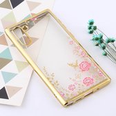 Bloemenpatronen Galvaniseren Soft TPU beschermhoes voor Galaxy Note 10 (goud)