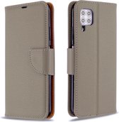 Voor huawei p40 lite litchi textuur pure kleur horizontale flip pu lederen tas met houder en kaartsleuven en portemonnee en lanyard (grijs)