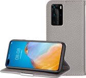 Voor Huawei P40 Pro Litchi Texture Effen kleur Horizontaal Flip Leren Case met Beugel & Kaartsleuven & Portemonnee & Lanyard (grijs)