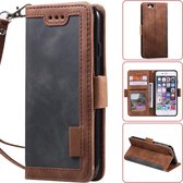 Voor iPhone 6 plus retro splicing horizontale flip lederen tas met kaartsleuven en houder en portemonnee (grijs)