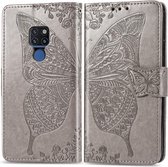 Butterfly Love Flowers Embossing Horizontale Flip Leather Case voor Huawei Mate 20, met houder & kaartsleuven & portemonnee & lanyard (grijs)