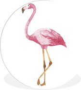 WallCircle - Wandcirkel ⌀ 60 - Flamingo - Waterverf - Roze - Ronde schilderijen woonkamer - Wandbord rond - Muurdecoratie cirkel - Kamer decoratie binnen - Wanddecoratie muurcirkel - Woonaccessoires