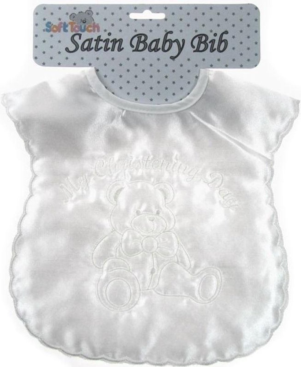 Goedkoopste Soft Touch Doopslabbetje Christening Day 20 X 30 Cm Satijn Wit
