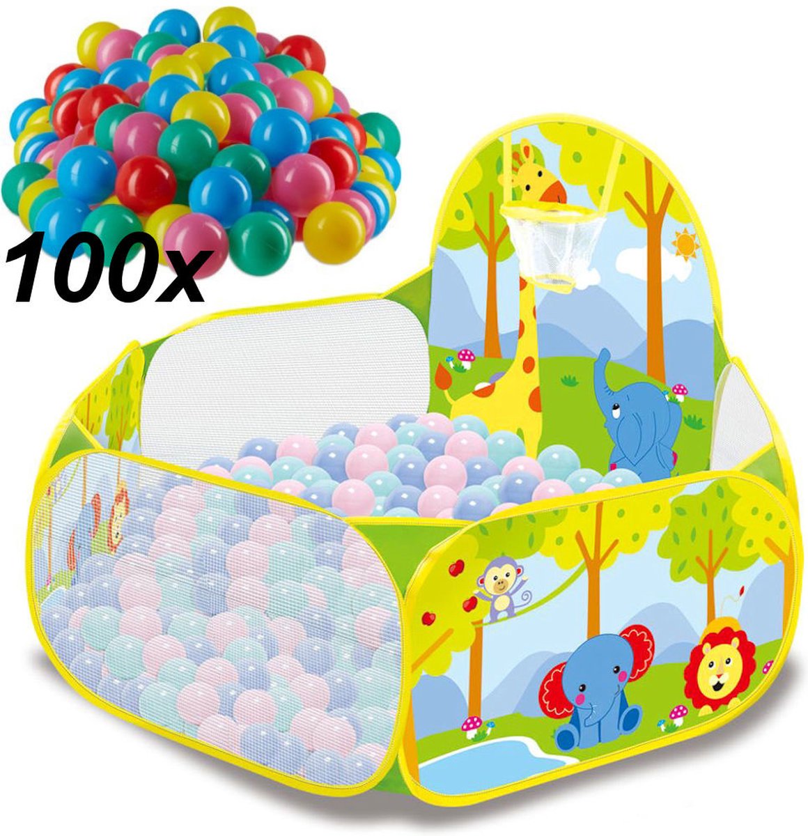 Ballenbak met Basketbal Net en Inclusief 100 Ballen - Baby Speelgoed