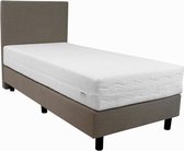 Bedworld Boxspring 80x200 cm met Matras - Luxe Hoofdbord - Gestoffeerd - Pocketvering Matras - Beige