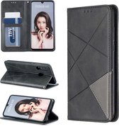 Ruit textuur horizontale flip magnetische lederen tas met houder en kaartsleuven voor huawei p30 lite / nova 4e (zwart)