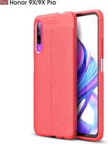 Litchi Texture TPU schokbestendig hoesje voor Huawei Honor 9X / 9X Pro (rood)