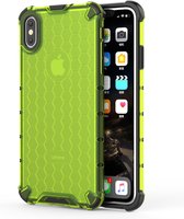 Schokbestendige honingraat PC + TPU beschermhoes voor iPhone XS Max (groen)
