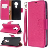 Voor Nokia 6.2 / 7.2 litchi textuur pure kleur horizontale flip pu lederen case met houder & kaartsleuven & portemonnee & lanyard (rose rood)