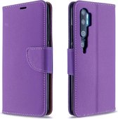 Voor Xiaomi CC9 / Note 10 / Note 10 Pro Pro Litchi Texture Pure Color Horizontale Flip PU lederen tas met houder & kaartsleuven & portemonnee & lanyard (paars)