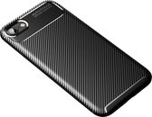 Voor iPhone SE 2020 Carbon Fiber Texture Shockproof TPU Case (Zwart)
