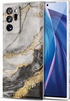 Voor Samsung Galaxy Note20 Ultra TPU Gilt Marble Pattern beschermhoes (zwart grijs)