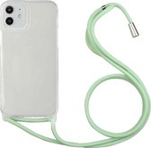 Schokbestendig ultradunne TPU + acryl beschermhoes met lanyard voor iPhone 12 Pro Max (lichtgroen)