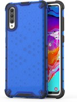 Schokbestendige honingraat pc + tpu case voor Galaxy A70 (blauw)
