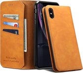 PU + TPU horizontale flip lederen tas met houder en kaartsleuven en portemonnee voor iPhone X / XS (kaki)