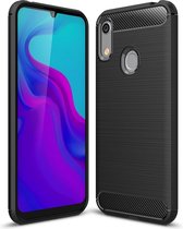 Brushed Texture Carbon Fibre Shockproof TPU Case voor Huawei Honor 8A (Zwart)