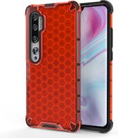 Voor Xiaomi Mi Note10 Shockproof Honeycomb PC + TPU Case (rood)