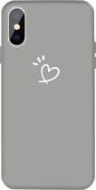 Voor iphone xs / x drie stippen love-heart patroon kleurrijke frosted tpu telefoon beschermhoes (grijs)