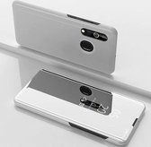 Voor Galaxy A10s vergulde spiegel horizontale flip lederen tas met houder (zilver)