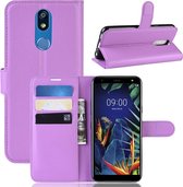 Litchi Texture horizontale flip lederen tas voor LG K40, met portemonnee en houder en kaartsleuven (paars)