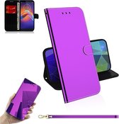 Voor Motorola Moto E6 Play Mirror-achtige magnetische aantrekkingskracht Horizontale Flip Leather Case met Lanyard, Support Holder & Card Slot & Wallet (Purple)