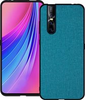 Schokbestendige doek textuur pc + tpu beschermhoes voor vivo v15 pro (blauw)