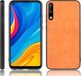 Voor Huawei Enjoy 10 schokbestendig naaien Koe patroon Skin PC + PU + TPU Case (oranje)