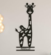 Wanddecoratie kinderen | Giraffe met vogeltje