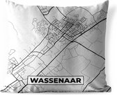 Buitenkussen - Stadskaart - Wassenaar - Grijs - Wit - 45x45 cm - Weerbestendig - Plattegrond